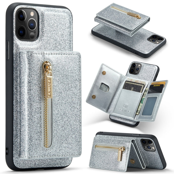 DG.MING M3 Series Glitter Powder Card Bag Estuche de cuero, For Google Pixel 6, For Samsung Galaxy S20 FE, For iPhone 11 Pro, For Samsung Galaxy S21 5G, For iPhone 11 Pro Max, For Samsung Galaxy S21 Ultra 5G, For Samsung Galaxy Z Fold3 5G              ...