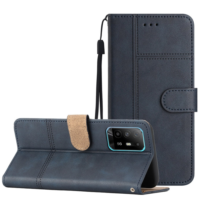 Estuche para teléfono de cuero con textura de piel de vaca de estilo empresarial, For OPPO A94 5G, For OPPO A77 5G, For OPPO A76, For OPPO A74 5G / A54 5G, For OPPO A57 2022 / A77 5G, For OPPO A17
