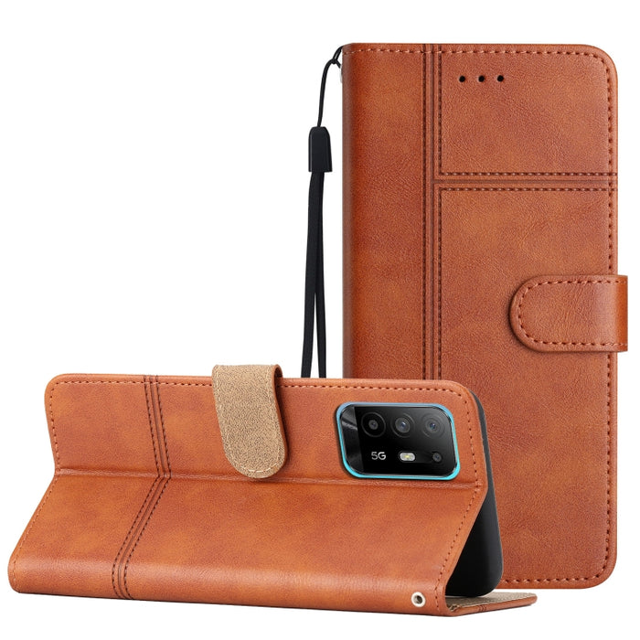 Estuche para teléfono de cuero con textura de piel de vaca de estilo empresarial, For OPPO A94 5G, For OPPO A77 5G, For OPPO A76, For OPPO A74 5G / A54 5G, For OPPO A57 2022 / A77 5G, For OPPO A17