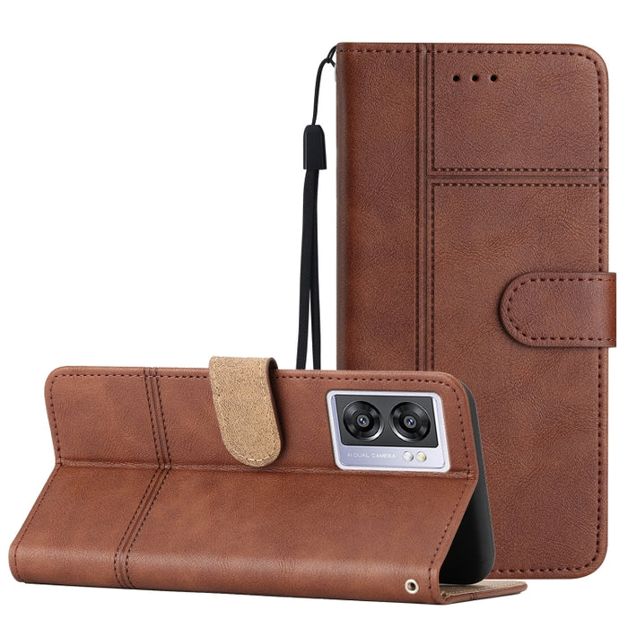 Estuche para teléfono de cuero con textura de piel de vaca de estilo empresarial, For OPPO A94 5G, For OPPO A77 5G, For OPPO A76, For OPPO A74 5G / A54 5G, For OPPO A57 2022 / A77 5G, For OPPO A17