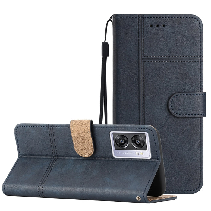 Estuche para teléfono de cuero con textura de piel de vaca de estilo empresarial, For OPPO A94 5G, For OPPO A77 5G, For OPPO A76, For OPPO A74 5G / A54 5G, For OPPO A57 2022 / A77 5G, For OPPO A17