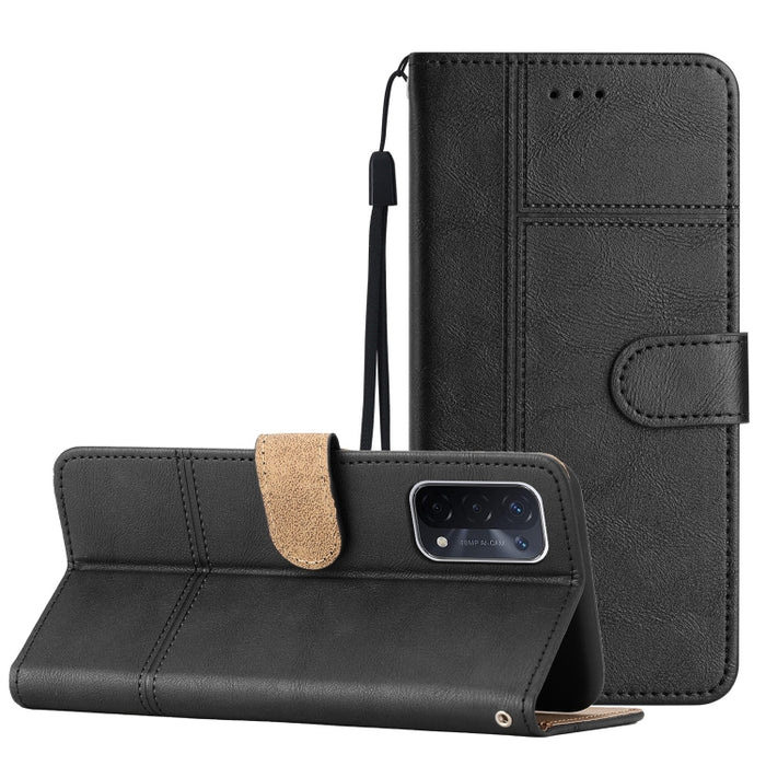 Estuche para teléfono de cuero con textura de piel de vaca de estilo empresarial, For OPPO A94 5G, For OPPO A77 5G, For OPPO A76, For OPPO A74 5G / A54 5G, For OPPO A57 2022 / A77 5G, For OPPO A17