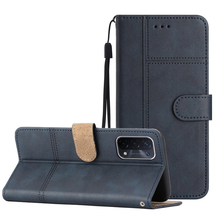 Estuche para teléfono de cuero con textura de piel de vaca de estilo empresarial, For OPPO A94 5G, For OPPO A77 5G, For OPPO A76, For OPPO A74 5G / A54 5G, For OPPO A57 2022 / A77 5G, For OPPO A17