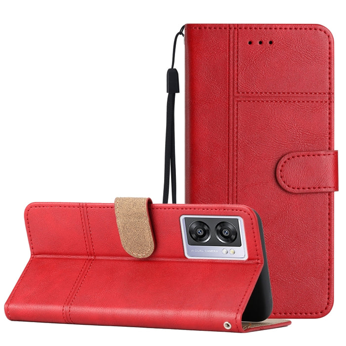 Estuche para teléfono de cuero con textura de piel de vaca de estilo empresarial, For OPPO A94 5G, For OPPO A77 5G, For OPPO A76, For OPPO A74 5G / A54 5G, For OPPO A57 2022 / A77 5G, For OPPO A17