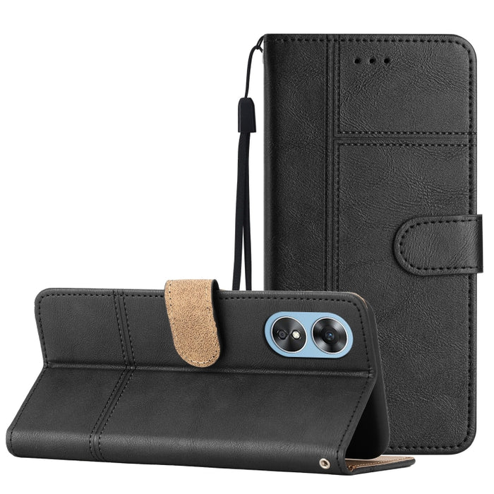 Estuche para teléfono de cuero con textura de piel de vaca de estilo empresarial, For OPPO A94 5G, For OPPO A77 5G, For OPPO A76, For OPPO A74 5G / A54 5G, For OPPO A57 2022 / A77 5G, For OPPO A17