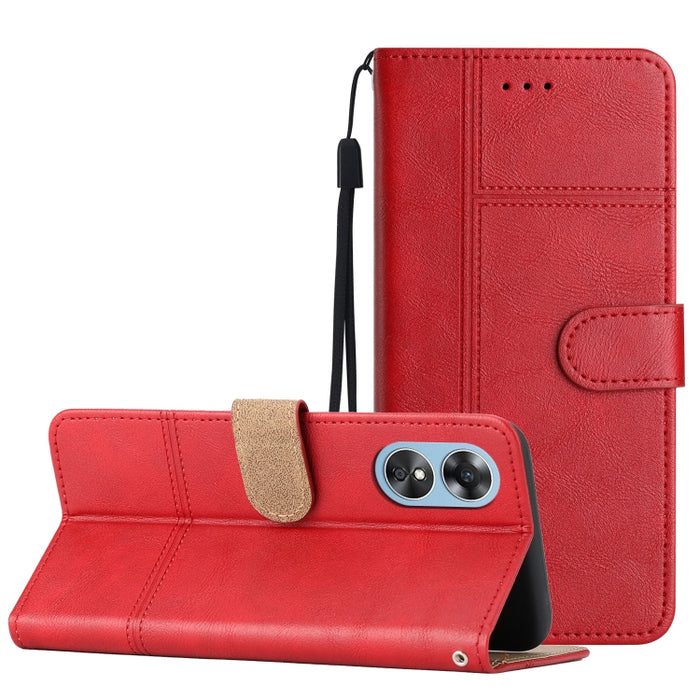 Estuche para teléfono de cuero con textura de piel de vaca de estilo empresarial, For OPPO A94 5G, For OPPO A77 5G, For OPPO A76, For OPPO A74 5G / A54 5G, For OPPO A57 2022 / A77 5G, For OPPO A17