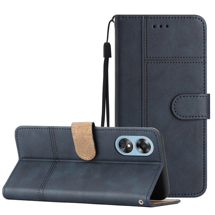 Estuche para teléfono de cuero con textura de piel de vaca de estilo empresarial, For OPPO A94 5G, For OPPO A77 5G, For OPPO A76, For OPPO A74 5G / A54 5G, For OPPO A57 2022 / A77 5G, For OPPO A17