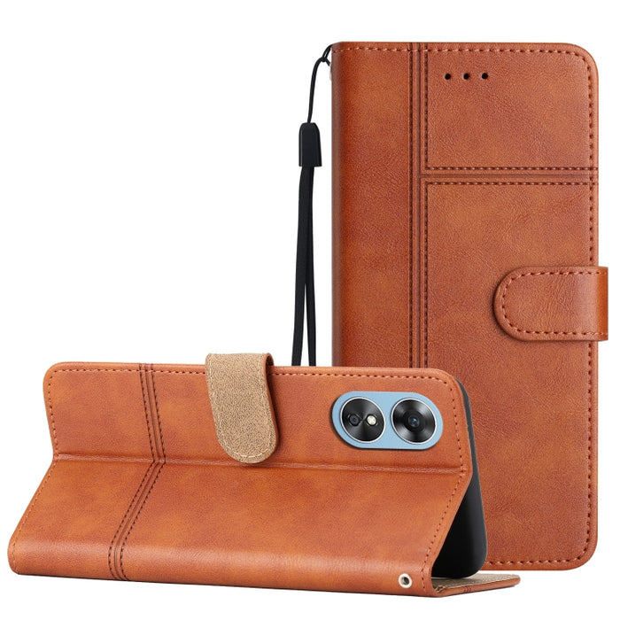 Estuche para teléfono de cuero con textura de piel de vaca de estilo empresarial, For OPPO A94 5G, For OPPO A77 5G, For OPPO A76, For OPPO A74 5G / A54 5G, For OPPO A57 2022 / A77 5G, For OPPO A17