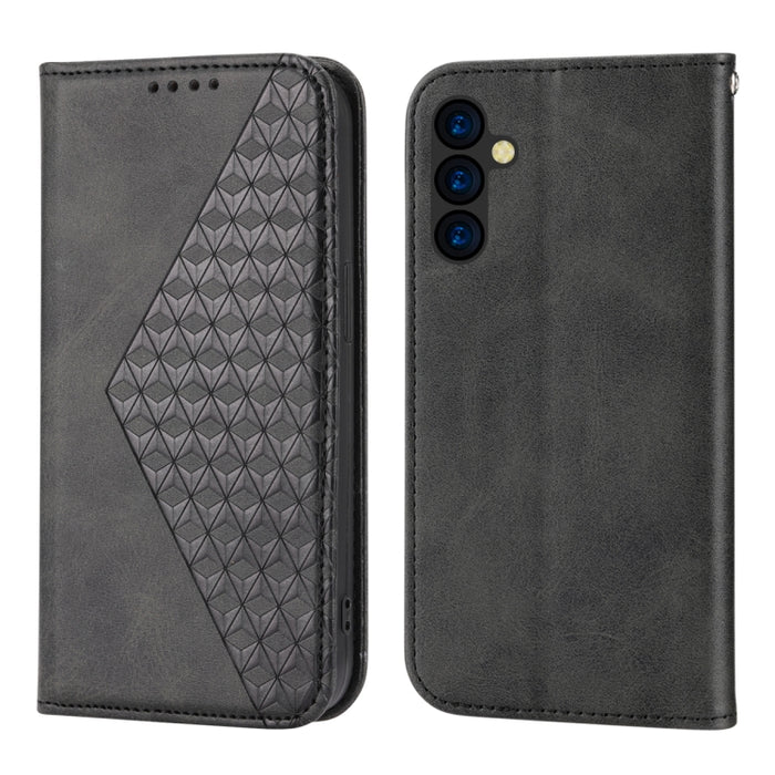 Estuche para teléfono de cuero magnético con textura de becerro y rejilla cúbica, For Samsung Galaxy A54 5G, For Samsung Galaxy A04e, For Xiaomi 13, For Xiaomi 13 Pro, For Xiaomi Poco C40, For Realme 10 4G