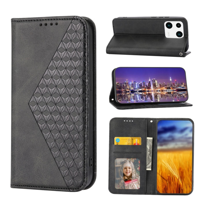Estuche para teléfono de cuero magnético con textura de becerro y rejilla cúbica, For Samsung Galaxy A54 5G, For Samsung Galaxy A04e, For Xiaomi 13, For Xiaomi 13 Pro, For Xiaomi Poco C40, For Realme 10 4G
