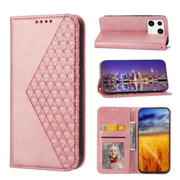Estuche para teléfono de cuero magnético con textura de becerro y rejilla cúbica, For Samsung Galaxy A54 5G, For Samsung Galaxy A04e, For Xiaomi 13, For Xiaomi 13 Pro, For Xiaomi Poco C40, For Realme 10 4G