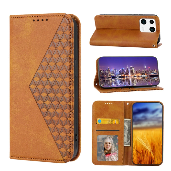 Estuche para teléfono de cuero magnético con textura de becerro y rejilla cúbica, For Samsung Galaxy A54 5G, For Samsung Galaxy A04e, For Xiaomi 13, For Xiaomi 13 Pro, For Xiaomi Poco C40, For Realme 10 4G