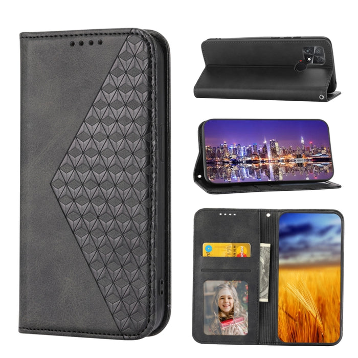 Estuche para teléfono de cuero magnético con textura de becerro y rejilla cúbica, For Samsung Galaxy A54 5G, For Samsung Galaxy A04e, For Xiaomi 13, For Xiaomi 13 Pro, For Xiaomi Poco C40, For Realme 10 4G