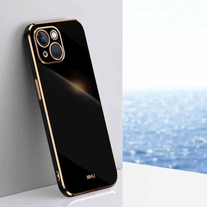 XINLI Straight 6D Plating Gold Edge TPU Estuche a prueba de golpes, For iPhone 14, For iPhone 14 Plus, For iPhone 14 Pro, For iPhone 14 Pro Max, For iPhone 13, For iPhone 13 mini, For iPhone 13 Pro, For iPhone 13 Pro Max