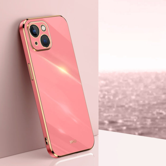 XINLI Straight 6D Plating Gold Edge TPU Estuche a prueba de golpes, For iPhone 14, For iPhone 14 Plus, For iPhone 14 Pro, For iPhone 14 Pro Max, For iPhone 13, For iPhone 13 mini, For iPhone 13 Pro, For iPhone 13 Pro Max
