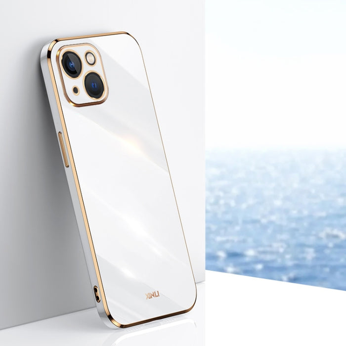 XINLI Straight 6D Plating Gold Edge TPU Estuche a prueba de golpes, For iPhone 14, For iPhone 14 Plus, For iPhone 14 Pro, For iPhone 14 Pro Max, For iPhone 13, For iPhone 13 mini, For iPhone 13 Pro, For iPhone 13 Pro Max