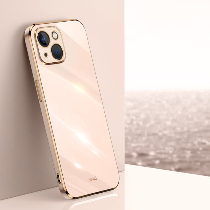 XINLI Straight 6D Plating Gold Edge TPU Estuche a prueba de golpes, For iPhone 14, For iPhone 14 Plus, For iPhone 14 Pro, For iPhone 14 Pro Max, For iPhone 13, For iPhone 13 mini, For iPhone 13 Pro, For iPhone 13 Pro Max