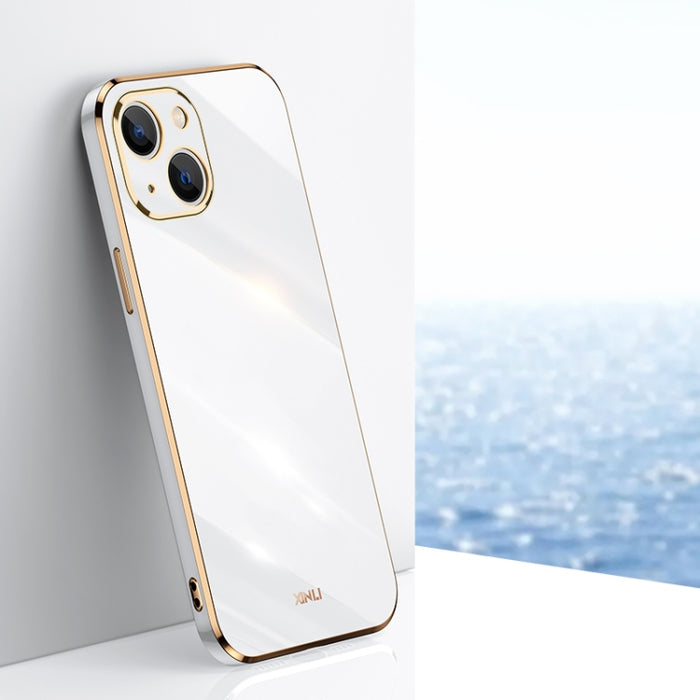 XINLI Straight 6D Plating Gold Edge TPU Estuche a prueba de golpes, For iPhone 14, For iPhone 14 Plus, For iPhone 14 Pro, For iPhone 14 Pro Max, For iPhone 13, For iPhone 13 mini, For iPhone 13 Pro, For iPhone 13 Pro Max