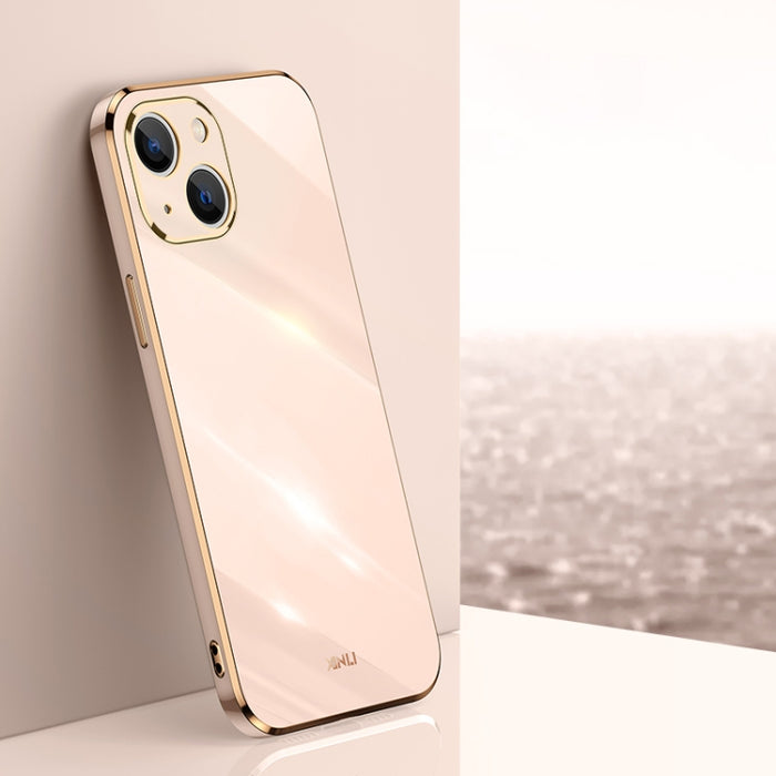 XINLI Straight 6D Plating Gold Edge TPU Estuche a prueba de golpes, For iPhone 14, For iPhone 14 Plus, For iPhone 14 Pro, For iPhone 14 Pro Max, For iPhone 13, For iPhone 13 mini, For iPhone 13 Pro, For iPhone 13 Pro Max