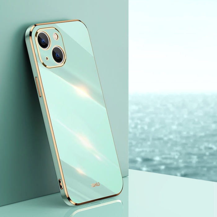 XINLI Straight 6D Plating Gold Edge TPU Estuche a prueba de golpes, For iPhone 14, For iPhone 14 Plus, For iPhone 14 Pro, For iPhone 14 Pro Max, For iPhone 13, For iPhone 13 mini, For iPhone 13 Pro, For iPhone 13 Pro Max