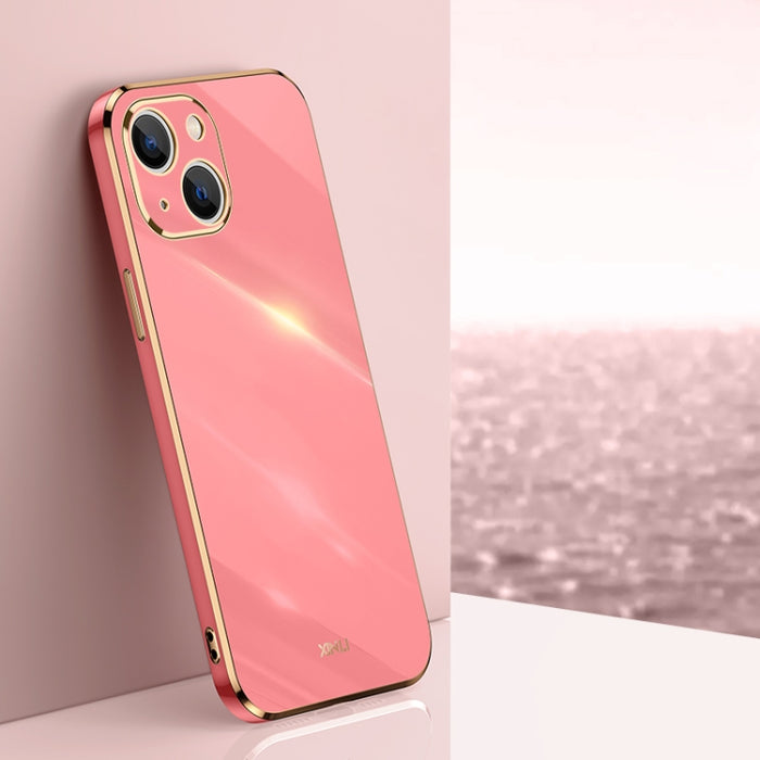 XINLI Straight 6D Plating Gold Edge TPU Estuche a prueba de golpes, For iPhone 14, For iPhone 14 Plus, For iPhone 14 Pro, For iPhone 14 Pro Max, For iPhone 13, For iPhone 13 mini, For iPhone 13 Pro, For iPhone 13 Pro Max