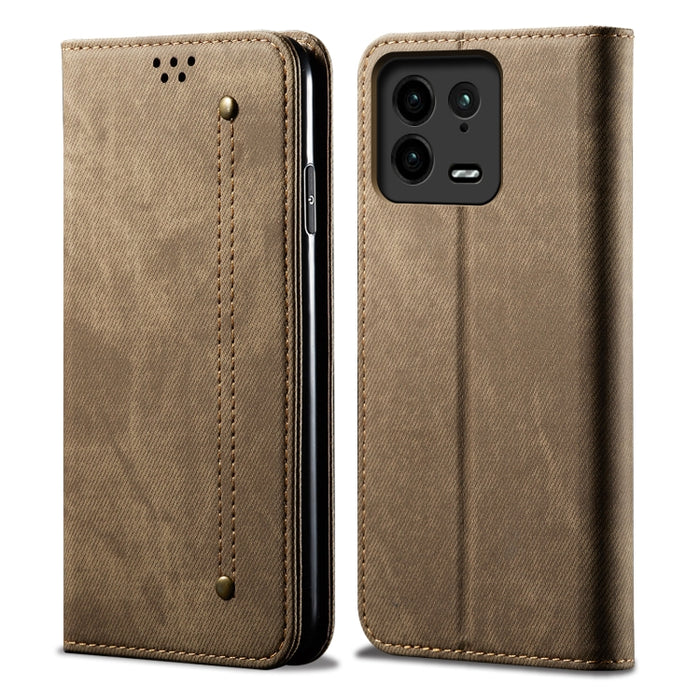 Estuche para teléfono de cuero con textura de mezclilla, For Xiaomi 13 Pro, For Samsung Galaxy S23 5G, For Samsung Galaxy S23+ 5G