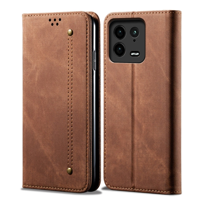 Estuche para teléfono de cuero con textura de mezclilla, For Xiaomi 13 Pro, For Samsung Galaxy S23 5G, For Samsung Galaxy S23+ 5G