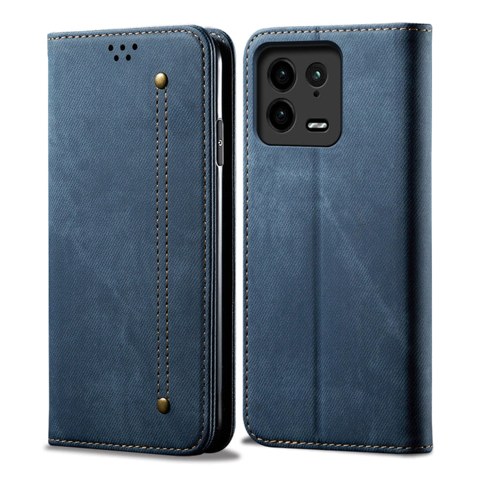 Estuche para teléfono de cuero con textura de mezclilla, For Xiaomi 13 Pro, For Samsung Galaxy S23 5G, For Samsung Galaxy S23+ 5G