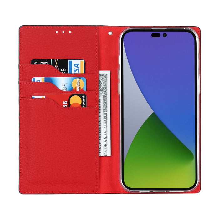 Estuche para teléfono de cuero genuino con textura de litchi, For iPhone 14 Pro Max, For iPhone 14 Pro, For iPhone 14, For iPhone 14 Plus, For Google Pixel 7 5G