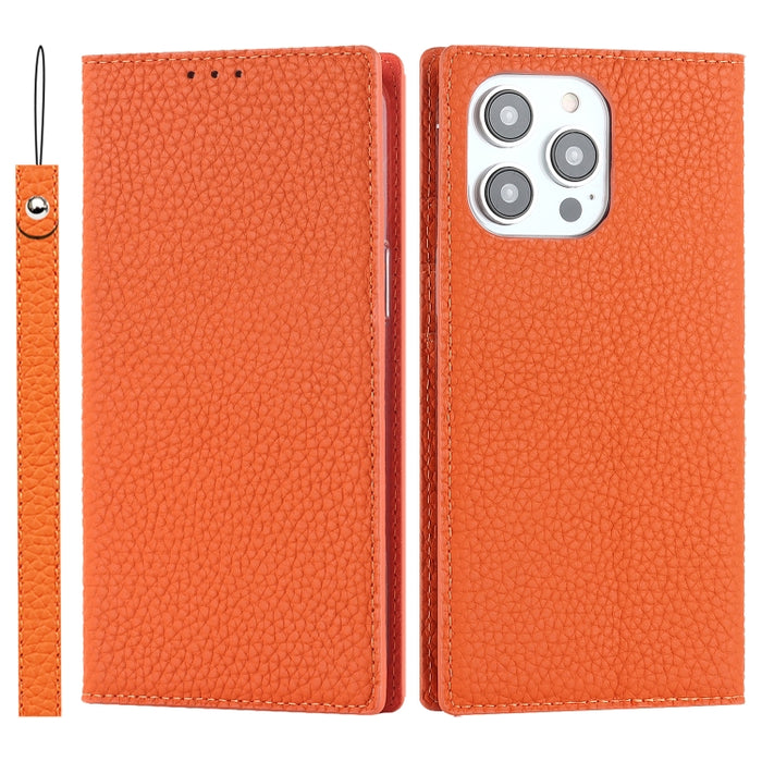 Estuche para teléfono de cuero genuino con textura de litchi, For iPhone 14 Pro Max, For iPhone 14 Pro, For iPhone 14, For iPhone 14 Plus, For Google Pixel 7 5G