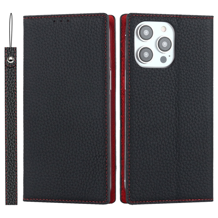 Estuche para teléfono de cuero genuino con textura de litchi, For iPhone 14 Pro Max, For iPhone 14 Pro, For iPhone 14, For iPhone 14 Plus, For Google Pixel 7 5G