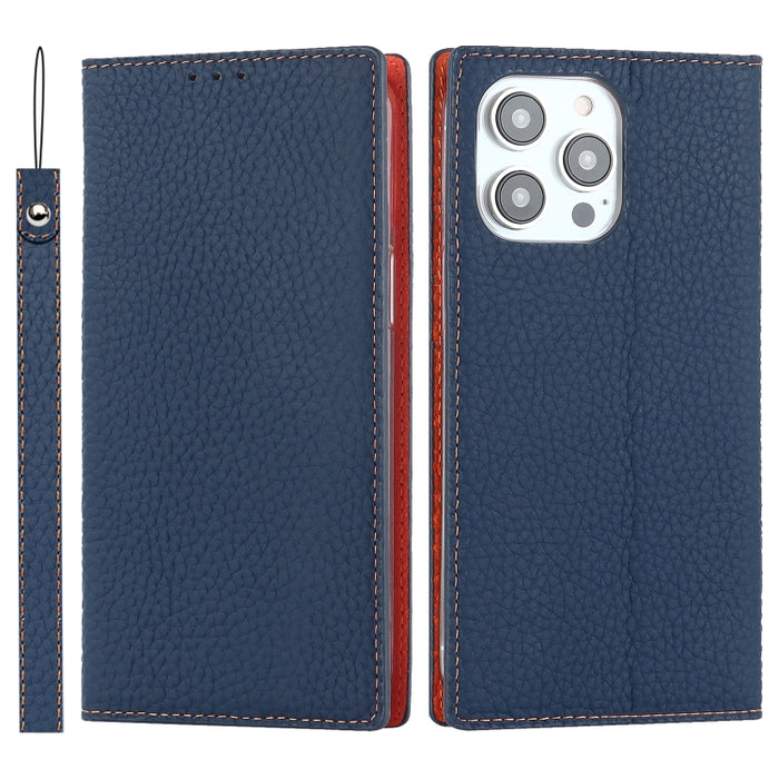 Estuche para teléfono de cuero genuino con textura de litchi, For iPhone 14 Pro Max, For iPhone 14 Pro, For iPhone 14, For iPhone 14 Plus, For Google Pixel 7 5G