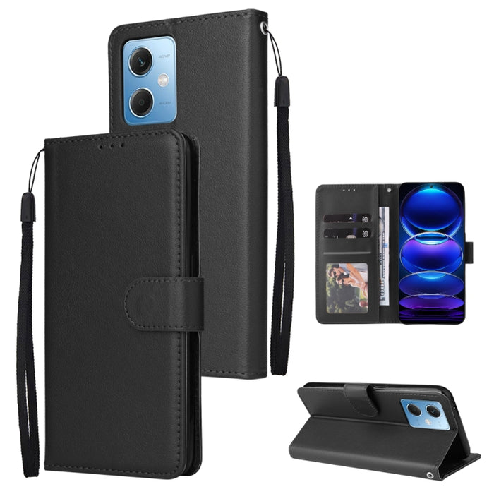 Estuche multifuncional de cuero para teléfono con 3 ranuras para tarjetas, For Samsung Galaxy A14 5G, For Xiaomi Redmi Note 12 China, For Xiaomi Redmi Note 12 Pro 5G China, For Xiaomi Redmi Note 12 Pro+ China