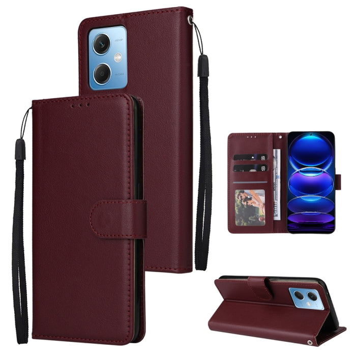 Estuche multifuncional de cuero para teléfono con 3 ranuras para tarjetas, For Samsung Galaxy A14 5G, For Xiaomi Redmi Note 12 China, For Xiaomi Redmi Note 12 Pro 5G China, For Xiaomi Redmi Note 12 Pro+ China