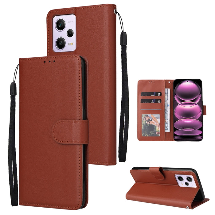 Estuche multifuncional de cuero para teléfono con 3 ranuras para tarjetas, For Samsung Galaxy A14 5G, For Xiaomi Redmi Note 12 China, For Xiaomi Redmi Note 12 Pro 5G China, For Xiaomi Redmi Note 12 Pro+ China