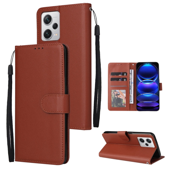 Estuche multifuncional de cuero para teléfono con 3 ranuras para tarjetas, For Samsung Galaxy A14 5G, For Xiaomi Redmi Note 12 China, For Xiaomi Redmi Note 12 Pro 5G China, For Xiaomi Redmi Note 12 Pro+ China