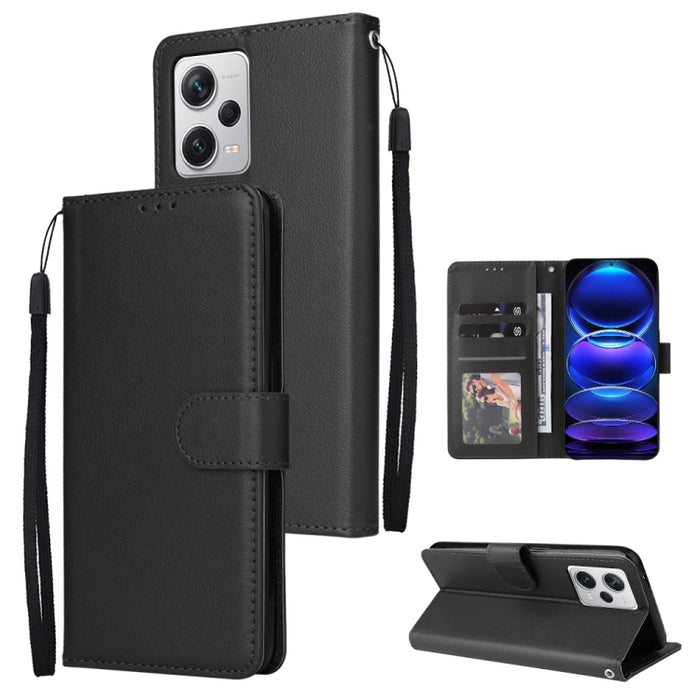 Estuche multifuncional de cuero para teléfono con 3 ranuras para tarjetas, For Samsung Galaxy A14 5G, For Xiaomi Redmi Note 12 China, For Xiaomi Redmi Note 12 Pro 5G China, For Xiaomi Redmi Note 12 Pro+ China