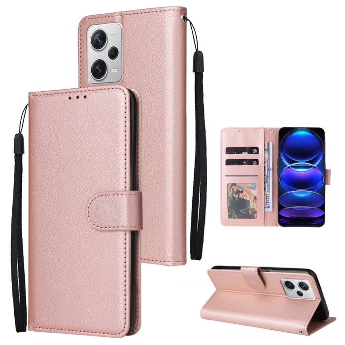 Estuche multifuncional de cuero para teléfono con 3 ranuras para tarjetas, For Samsung Galaxy A14 5G, For Xiaomi Redmi Note 12 China, For Xiaomi Redmi Note 12 Pro 5G China, For Xiaomi Redmi Note 12 Pro+ China