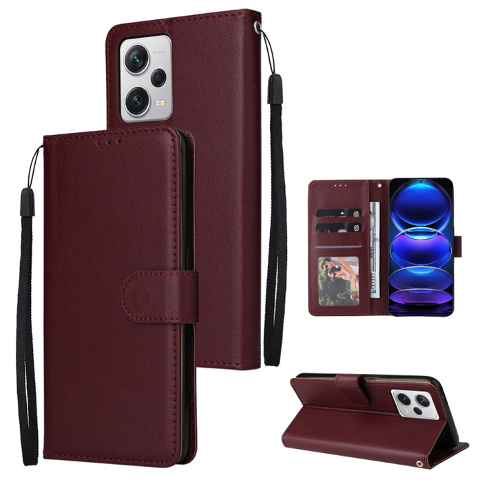 Estuche multifuncional de cuero para teléfono con 3 ranuras para tarjetas, For Samsung Galaxy A14 5G, For Xiaomi Redmi Note 12 China, For Xiaomi Redmi Note 12 Pro 5G China, For Xiaomi Redmi Note 12 Pro+ China