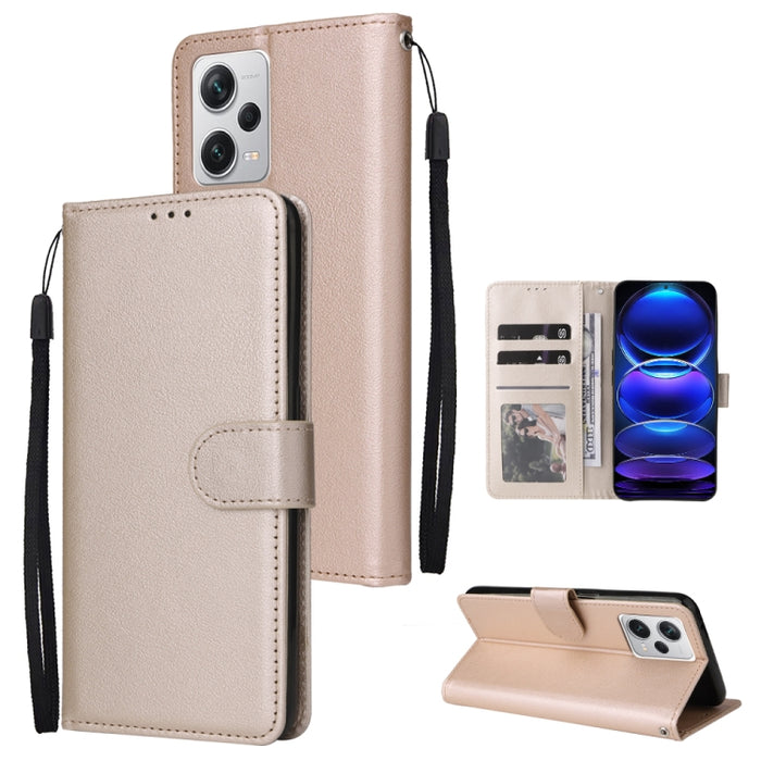 Estuche multifuncional de cuero para teléfono con 3 ranuras para tarjetas, For Samsung Galaxy A14 5G, For Xiaomi Redmi Note 12 China, For Xiaomi Redmi Note 12 Pro 5G China, For Xiaomi Redmi Note 12 Pro+ China
