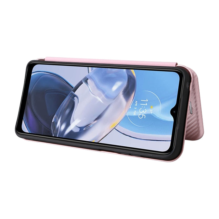 Caja del teléfono de la PU del tirón horizontal de la textura global de la fibra de carbono, For Motorola  Moto E22 4G / Moto E22i 4G, For Xiaomi 13 Pro, For Xiaomi Redmi A1+