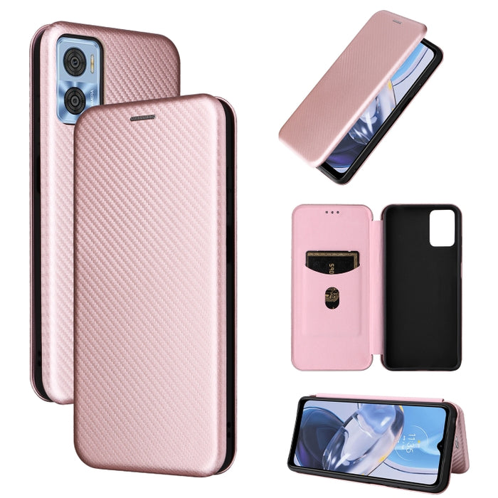 Caja del teléfono de la PU del tirón horizontal de la textura global de la fibra de carbono, For Motorola  Moto E22 4G / Moto E22i 4G, For Xiaomi 13 Pro, For Xiaomi Redmi A1+