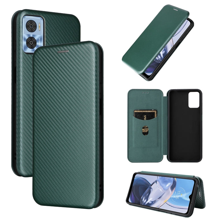 Caja del teléfono de la PU del tirón horizontal de la textura global de la fibra de carbono, For Motorola  Moto E22 4G / Moto E22i 4G, For Xiaomi 13 Pro, For Xiaomi Redmi A1+