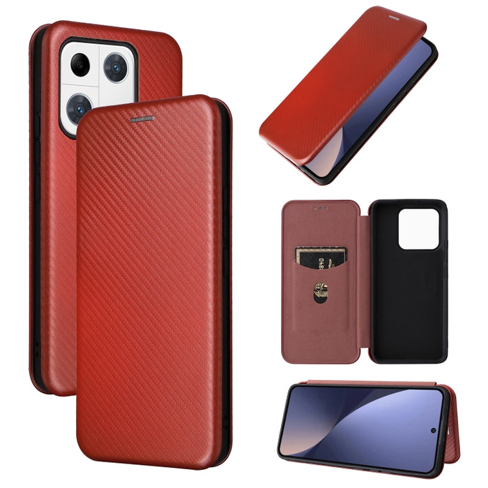 Caja del teléfono de la PU del tirón horizontal de la textura global de la fibra de carbono, For Motorola  Moto E22 4G / Moto E22i 4G, For Xiaomi 13 Pro, For Xiaomi Redmi A1+
