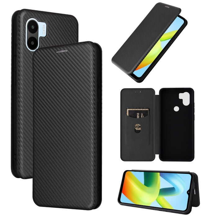 Caja del teléfono de la PU del tirón horizontal de la textura global de la fibra de carbono, For Motorola  Moto E22 4G / Moto E22i 4G, For Xiaomi 13 Pro, For Xiaomi Redmi A1+