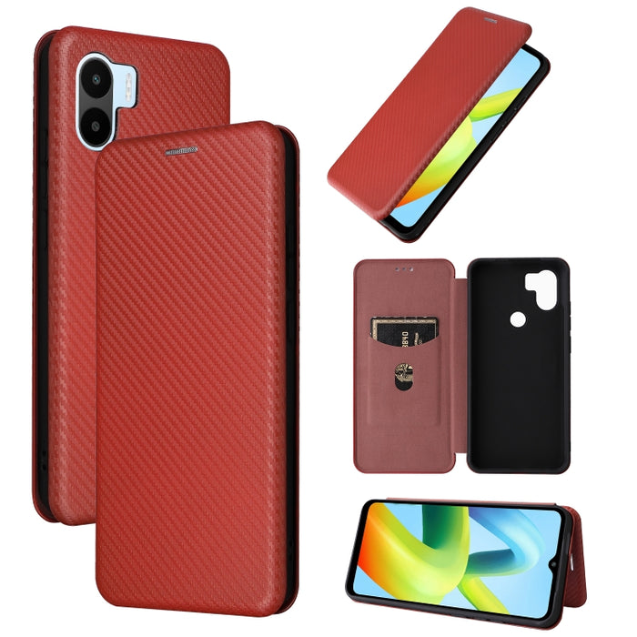 Caja del teléfono de la PU del tirón horizontal de la textura global de la fibra de carbono, For Motorola  Moto E22 4G / Moto E22i 4G, For Xiaomi 13 Pro, For Xiaomi Redmi A1+