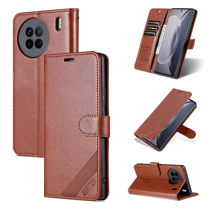 AZNS Estuche para teléfono de cuero con textura de piel de oveja, For vivo X90, For Xiaomi 13, For Xiaomi 13 Pro