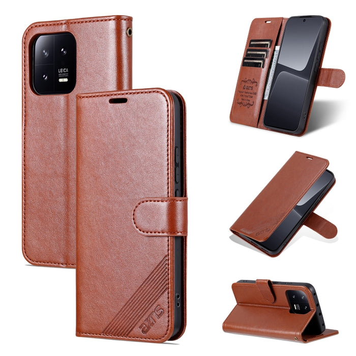 AZNS Estuche para teléfono de cuero con textura de piel de oveja, For vivo X90, For Xiaomi 13, For Xiaomi 13 Pro