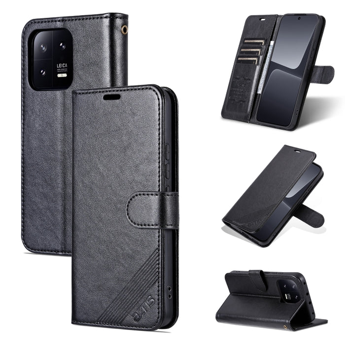 AZNS Estuche para teléfono de cuero con textura de piel de oveja, For vivo X90, For Xiaomi 13, For Xiaomi 13 Pro