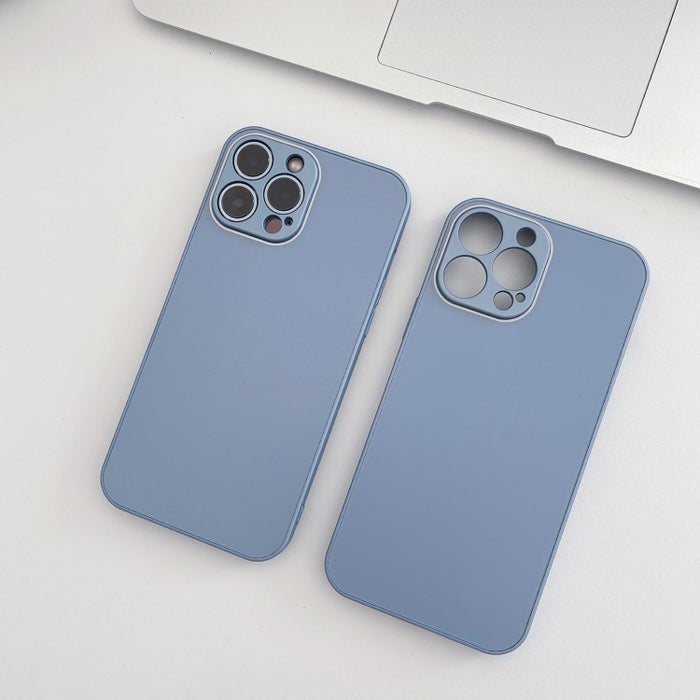 Estuche de teléfono de vidrio templado esmerilado de piel, For iPhone 14 Pro Max, For iPhone 14 Pro, For iPhone 14, For iPhone 14 Plus, For iPhone 13 Pro Max, For iPhone 13 Pro, For iPhone 13, For iPhone 12 Pro Max